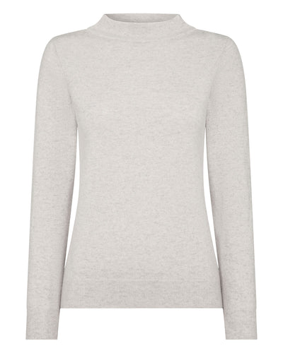 N.Peal Women's Funnel Neck Cashmere Sweater Pebble Grey