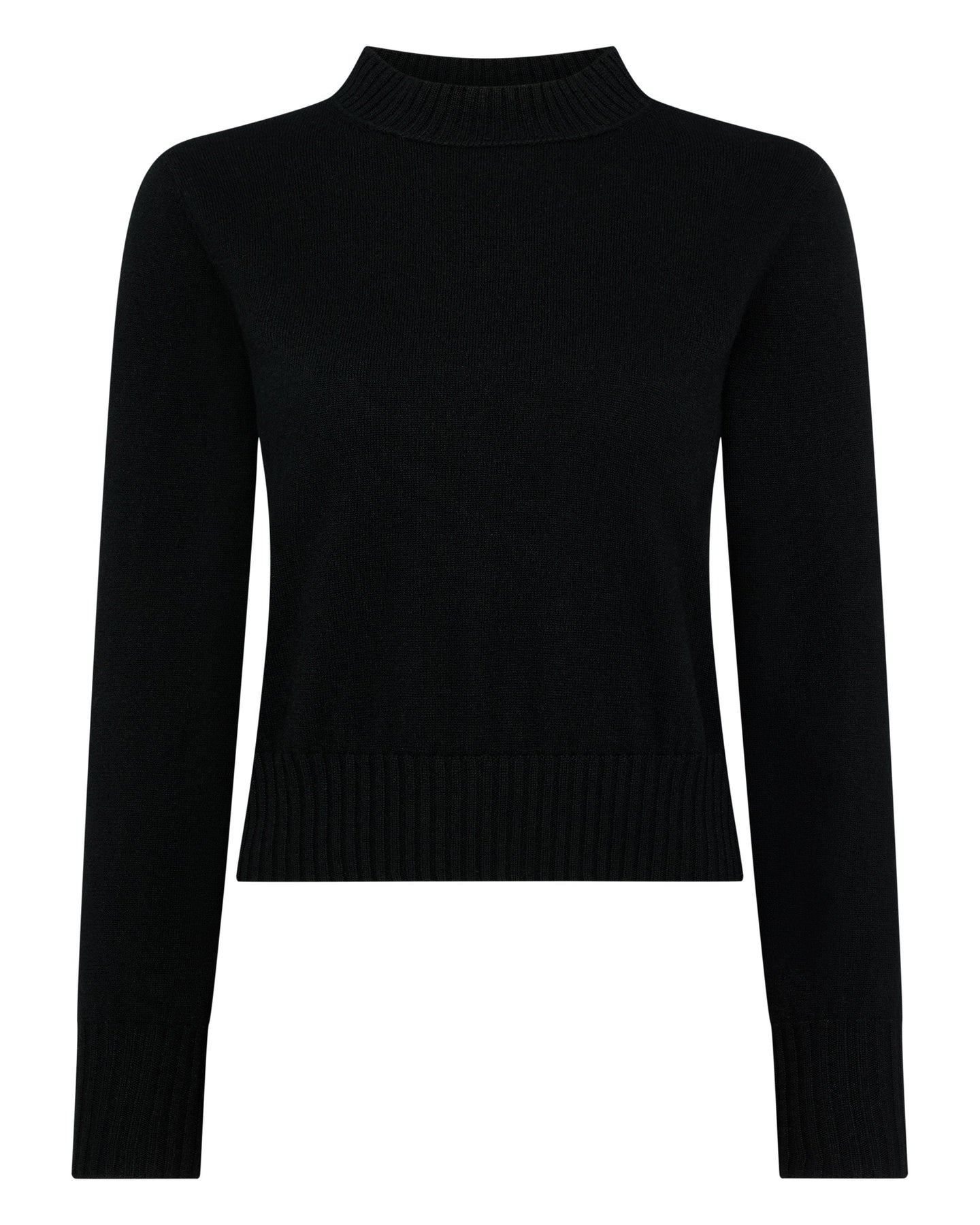 N.Peal Women's Crop Fitted Cashmere Jumper Black