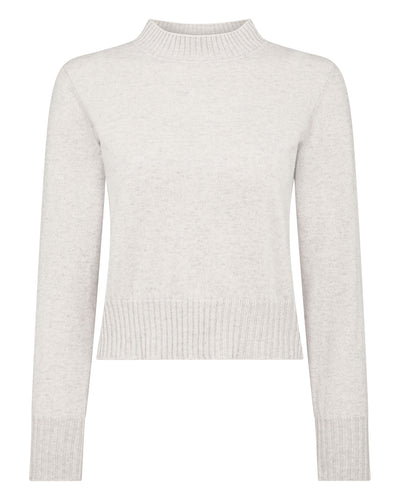 N.Peal Women's Crop Fitted Cashmere Sweater Pebble Grey