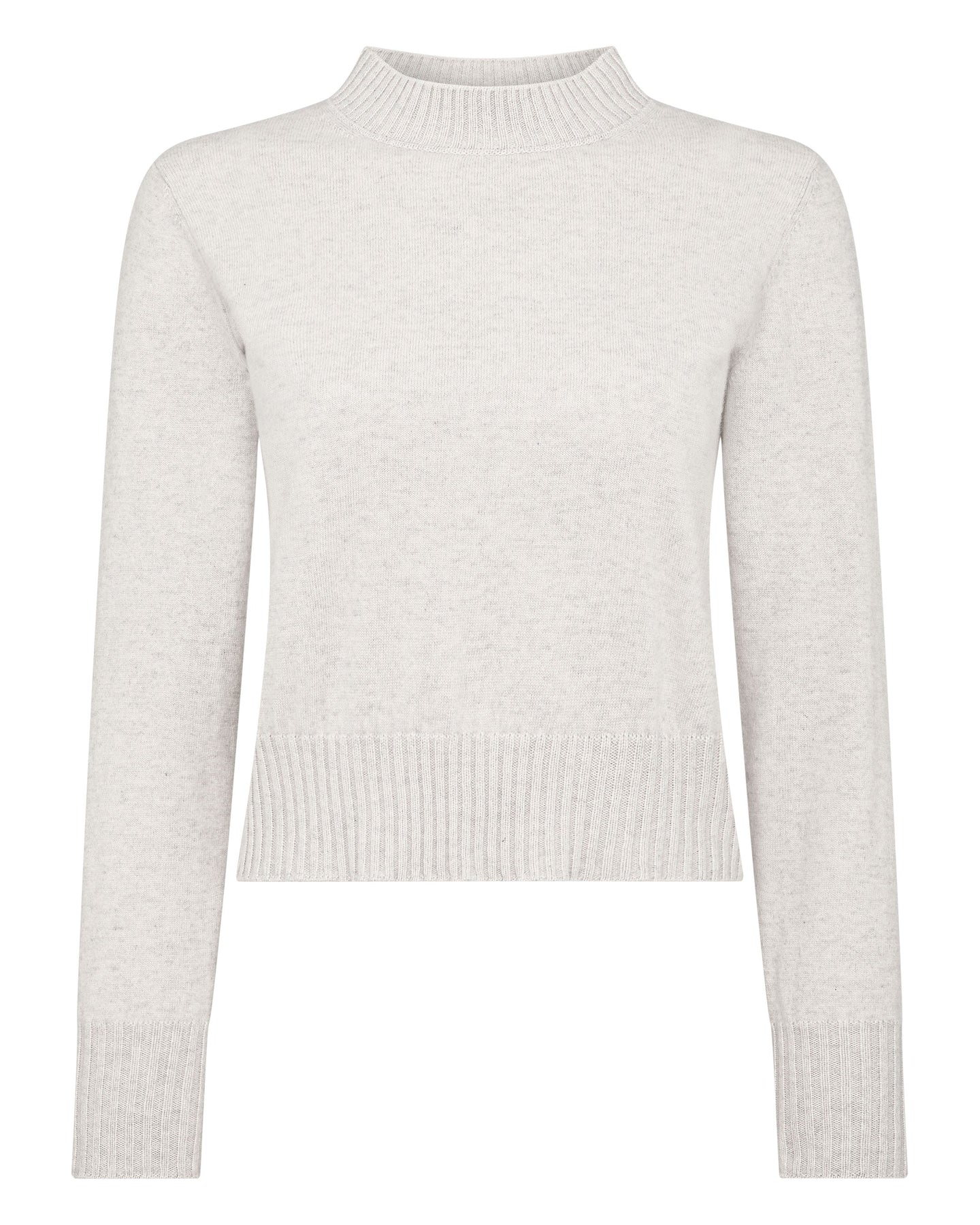 N.Peal Women's Crop Fitted Cashmere Jumper Pebble Grey