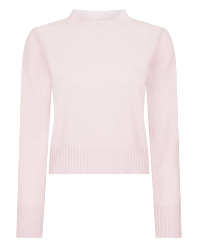 N.Peal Women's Crop Fitted Cashmere Sweater Quartz Pink