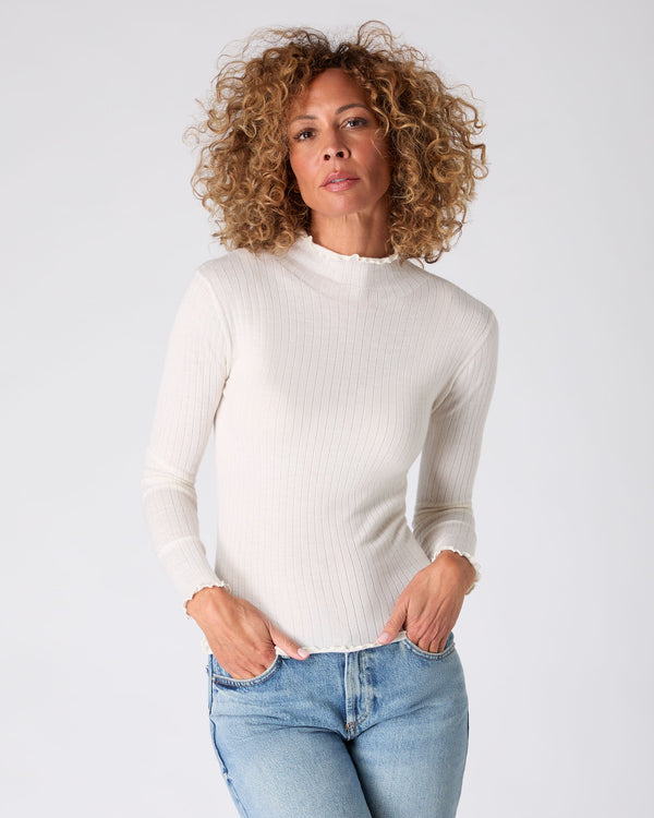 N.Peal The Peony Lim Scalloped Edge Top New Ivory White