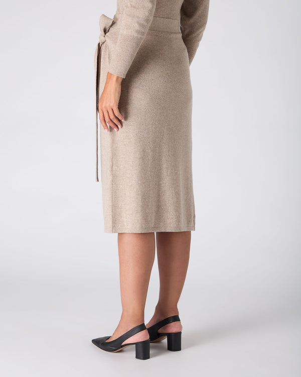 N.Peal The Peony Lim Wrap Skirt Oatmeal Brown