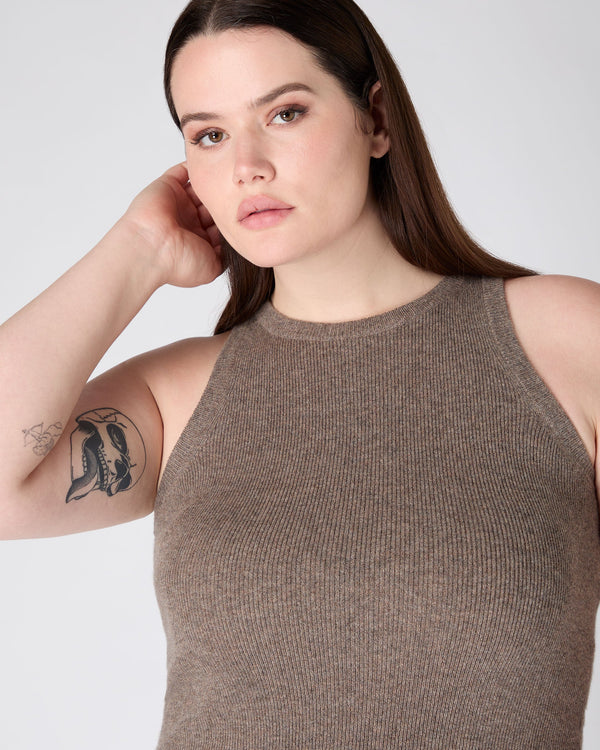 N.Peal The Peony Lim Racer Tank Peony Oolong Brown
