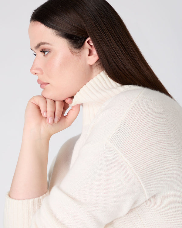 N.Peal The Peony Lim Chunky High Neck Sweater New Ivory White