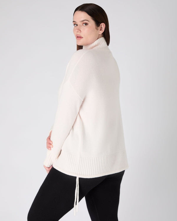 N.Peal The Peony Lim Chunky High Neck Sweater New Ivory White