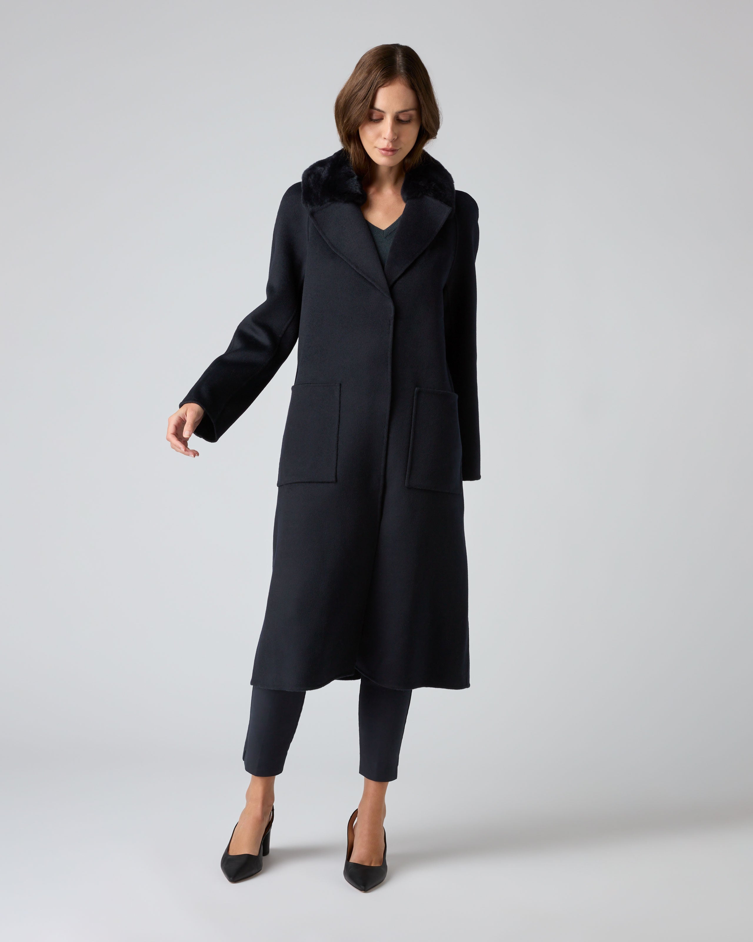 Navy cashmere 2024 coat ladies