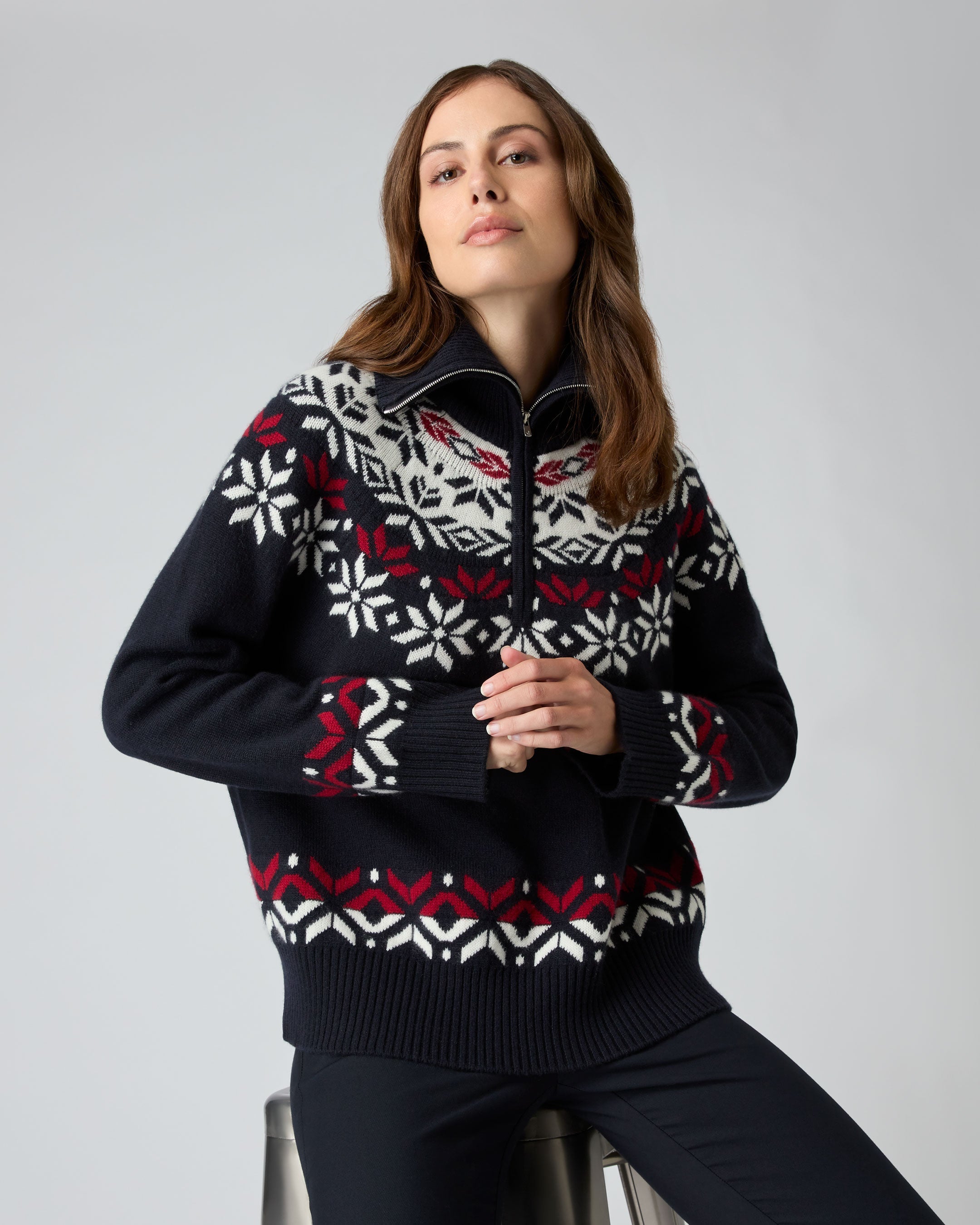 Sweater with zipper online womens