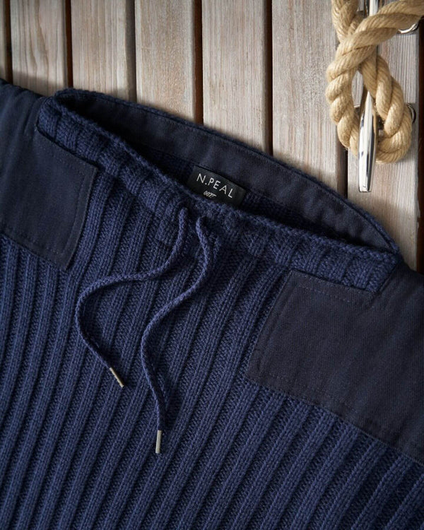 N.Peal 007 Ribbed Army Sweater Navy Blue