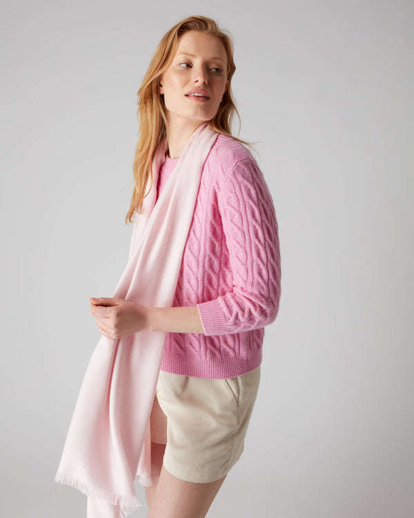 N.Peal Women's Pashmina Cashmere Stole Pale Pink