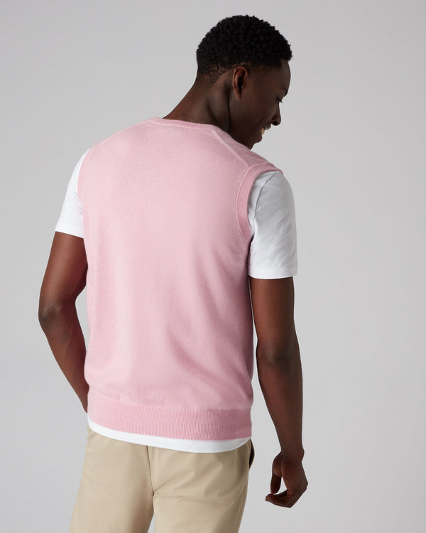 N.Peal Men's The Westminster Cashmere Slipover Flamingo Pink