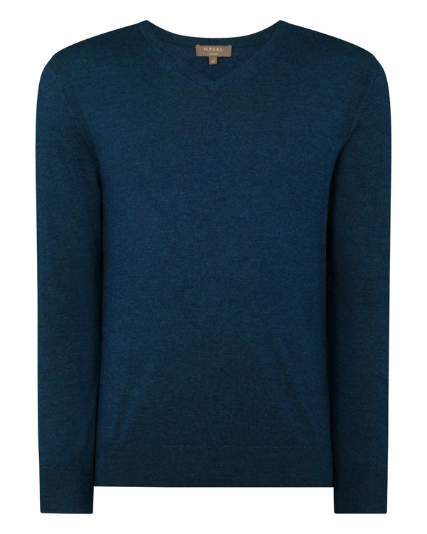 N.Peal Men's The Conduit Fine Gauge Cashmere Sweater Lapis Blue