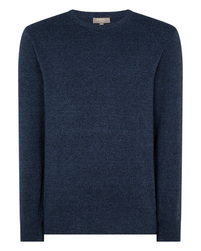 N.Peal Men's The Oxford Round Neck Cashmere Sweater Imperial Blue