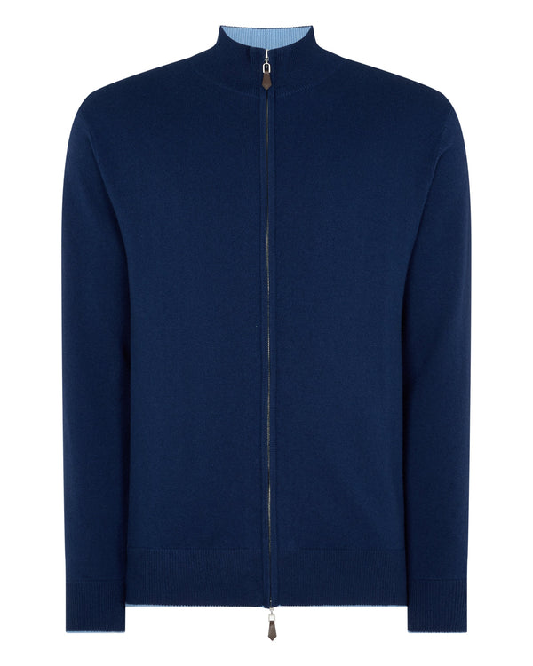N.Peal Men's The Knightsbridge Zip Cashmere Sweater French Blue