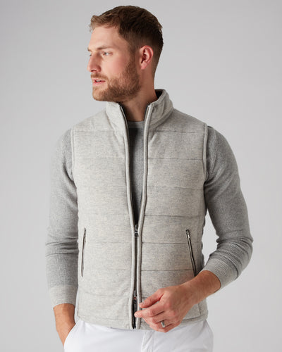 N.Peal Men's The Mall Quilted Cashmere Gilet Fumo Grey