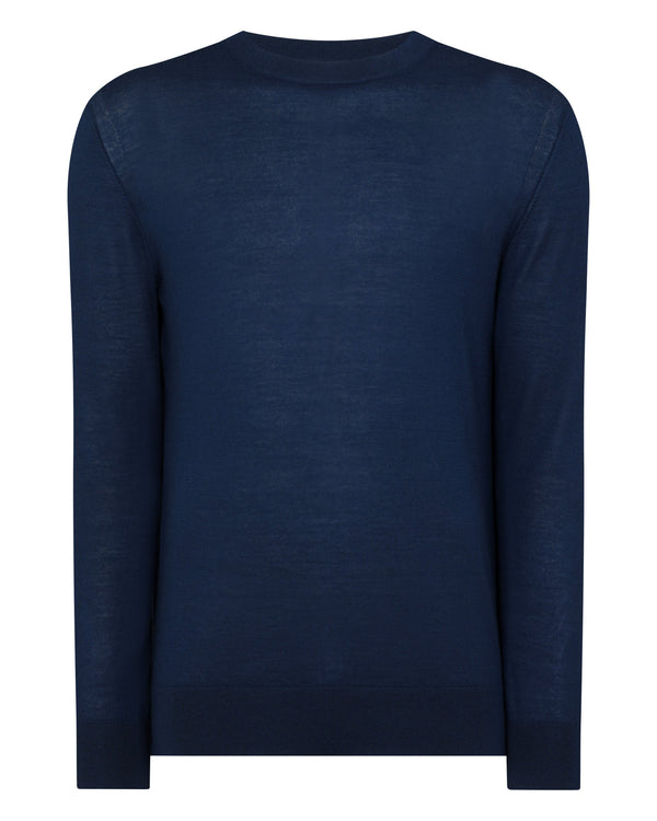 N.Peal Fine Gauge Cashmere Round Neck Sweater French Blue