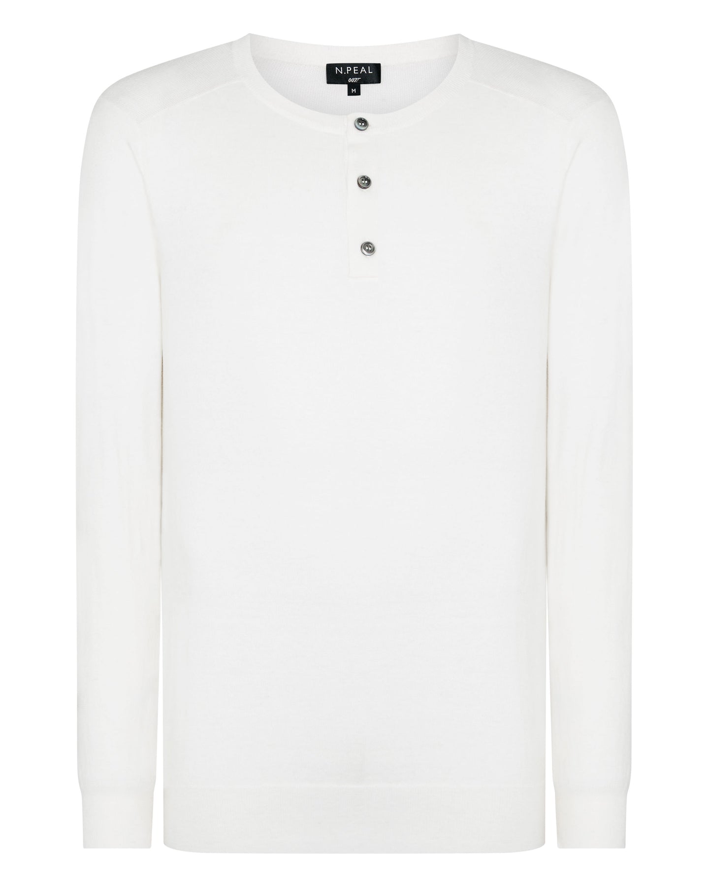N.Peal 007 Round Neck Henley New Ivory White 