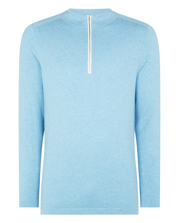N.Peal Men's Half Zip Sweater Cornflower Blue