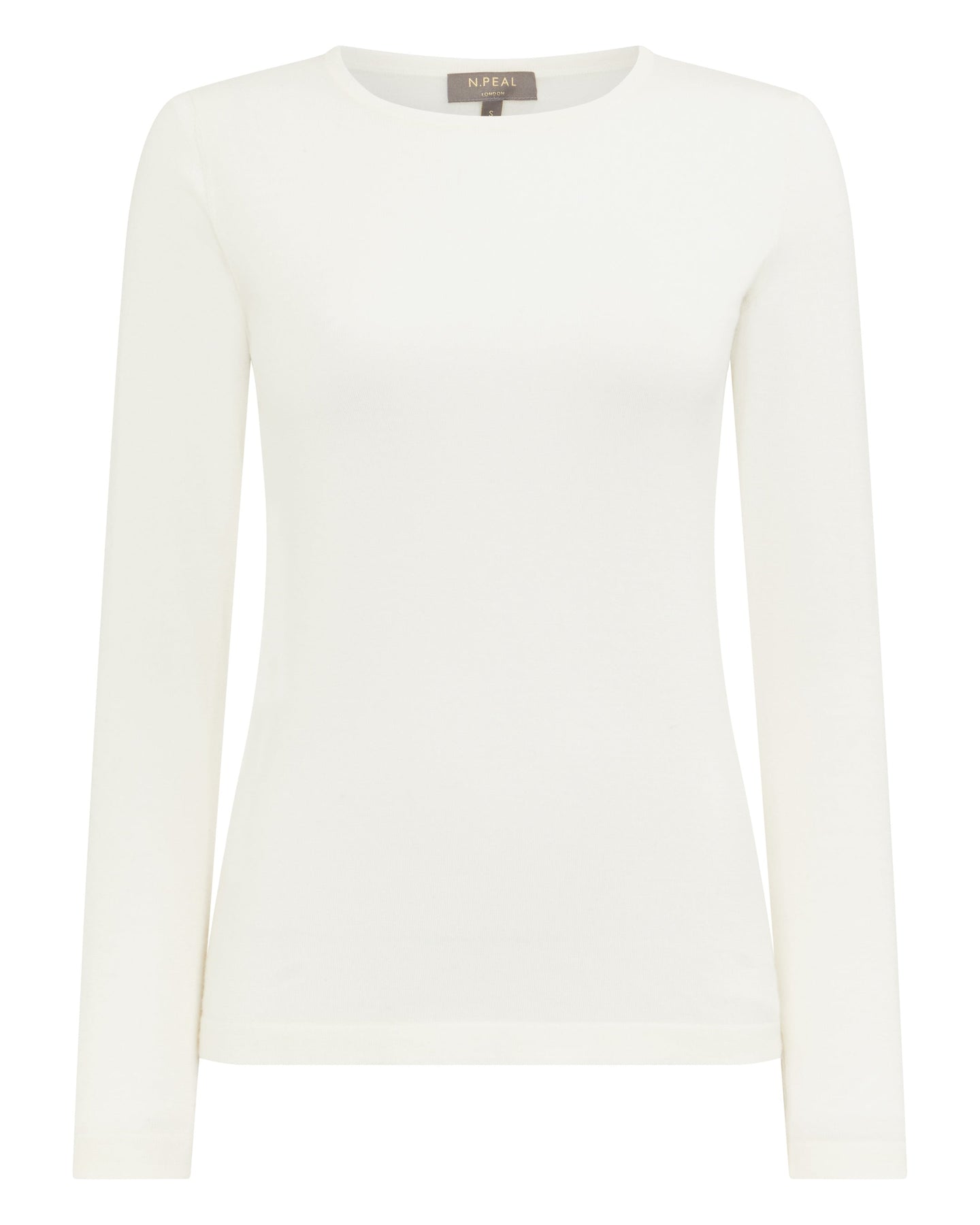 N.Peal Women's Superfine Long Sleeve Cashmere Top New Ivory White