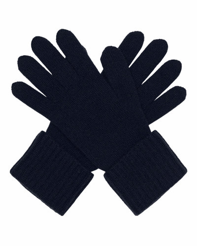 N.Peal Women's Ribbed Cashmere Gloves Navy Blue