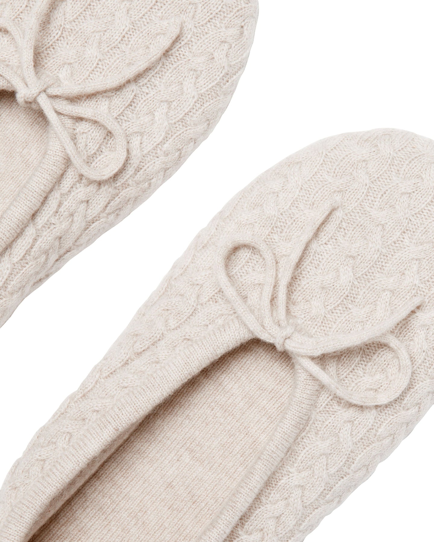 N.Peal Women's Cashmere Cable Slippers Ecru White