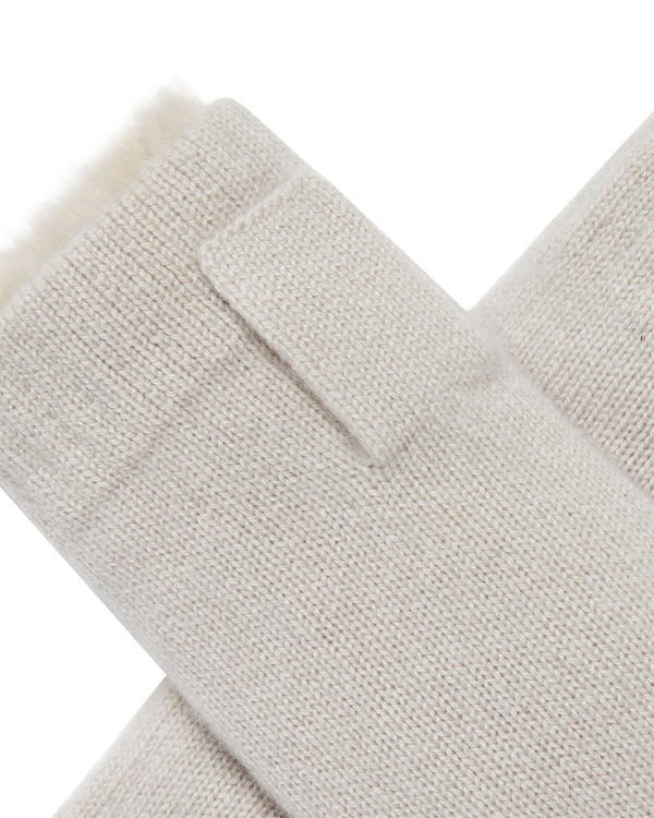N.Peal Unisex Fur Lined Fingerless Cashmere Gloves Snow Grey