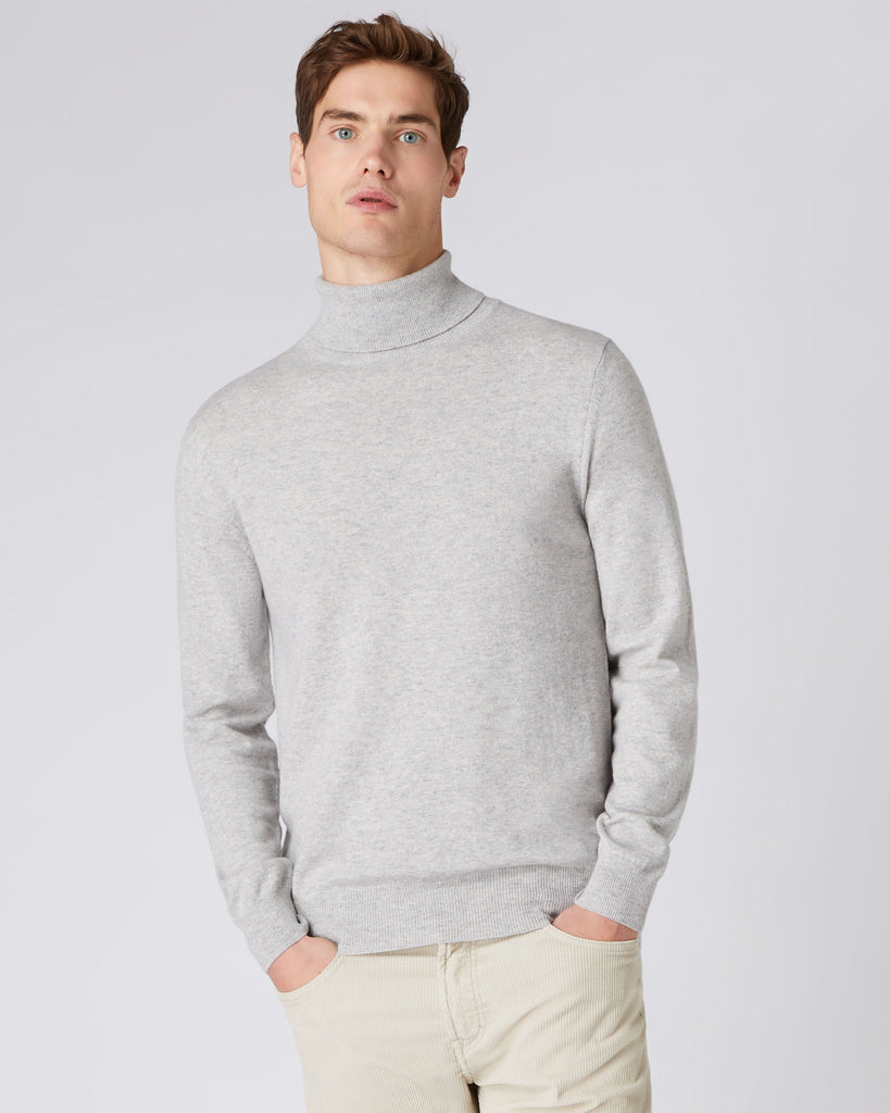 Men's The Trafalgar Polo Neck Cashmere Sweater Fumo Grey | N.Peal