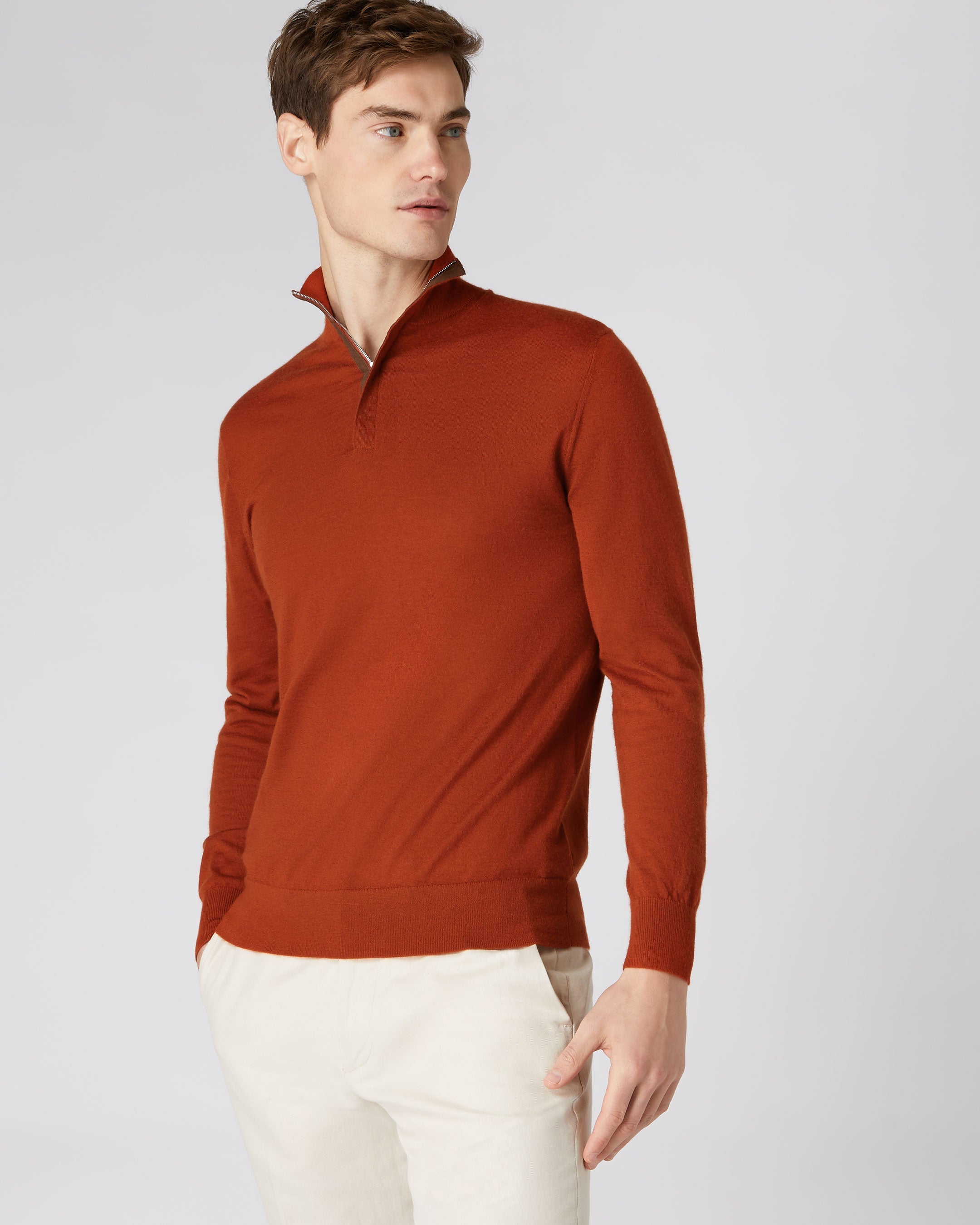 Men's The Conduit Fine Gauge Cashmere Sweater Tawny Orange | N.Peal