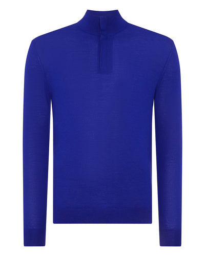 N.Peal Men's The Regent Fine Gauge Cashmere Half Zip Sweater Ultramarine Blue