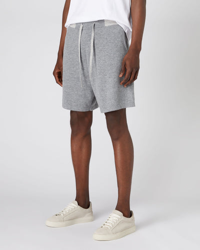 N.Peal Men's Relaxed Cashmere Jogger Shorts Flannel Grey
