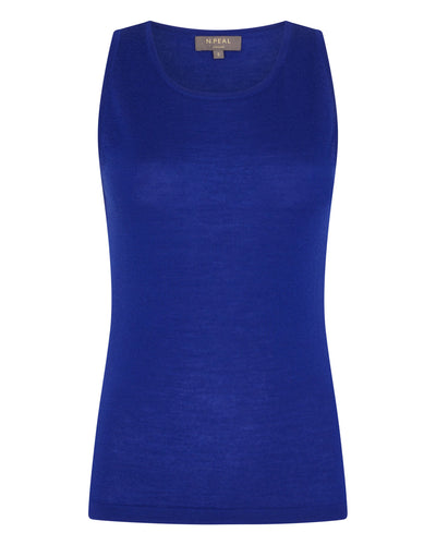 N.Peal Women's Superfine Cashmere Shell Top Ultramarine Blue
