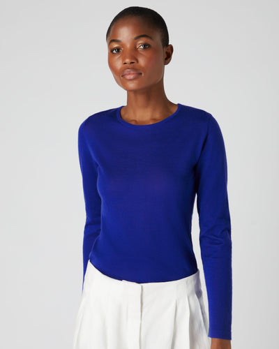 N.Peal Women's Superfine Long Sleeve Cashmere Top Ultramarine Blue