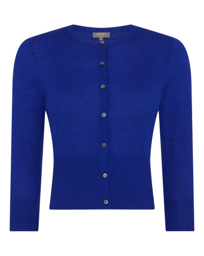 N.Peal Women's Superfine Cropped Cashmere Cardigan Ultramarine Blue