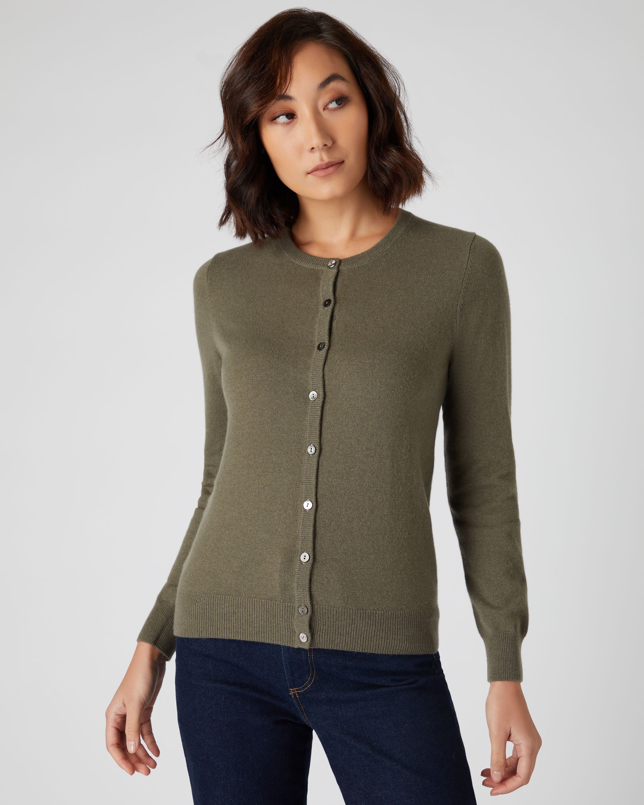 Khaki green cheap cardigan womens