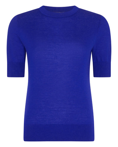 N.Peal Women's Superfine Round Neck Cashmere T Shirt Ultramarine Blue