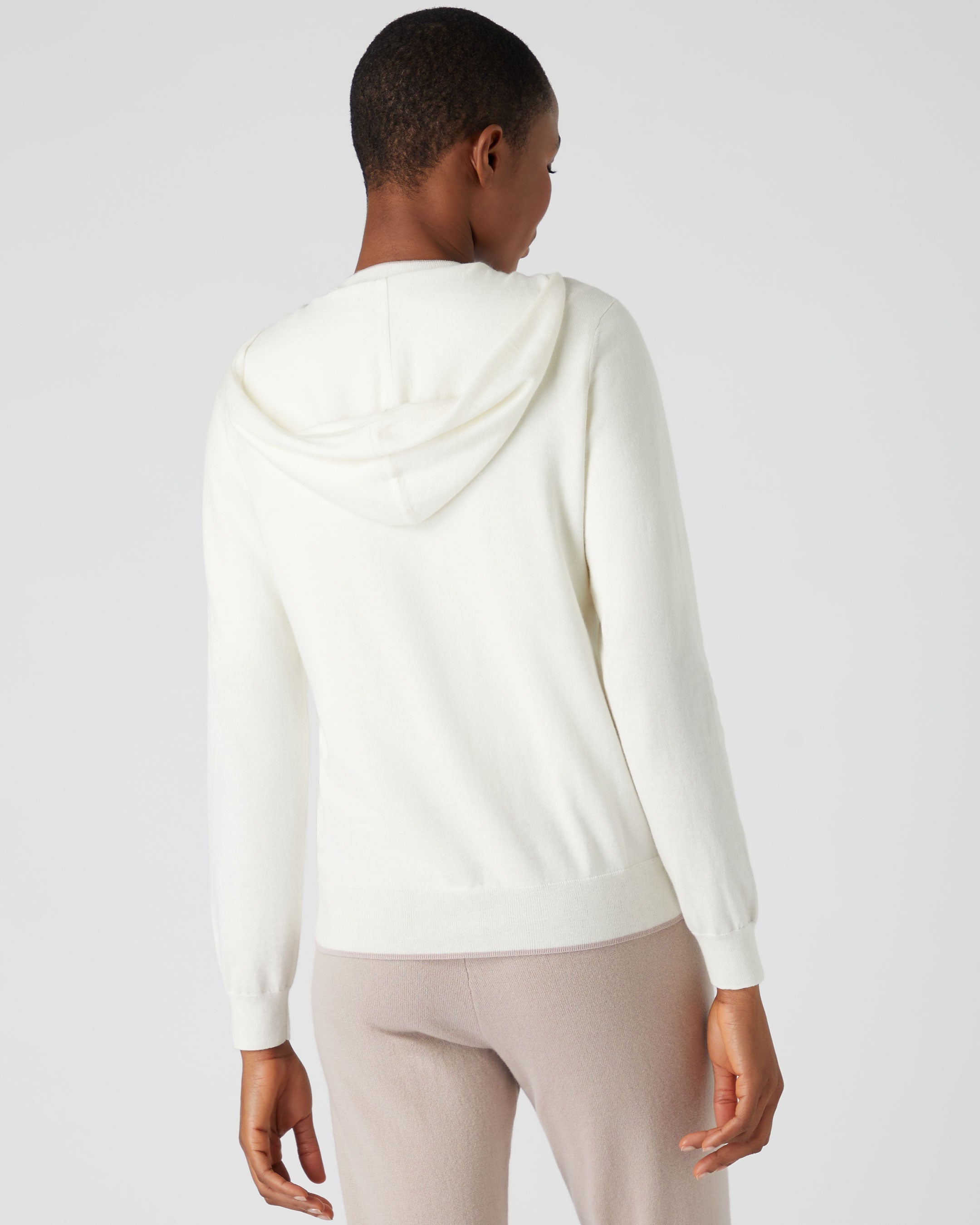 Women s Cotton Cashmere Hoodie New Ivory White N.Peal