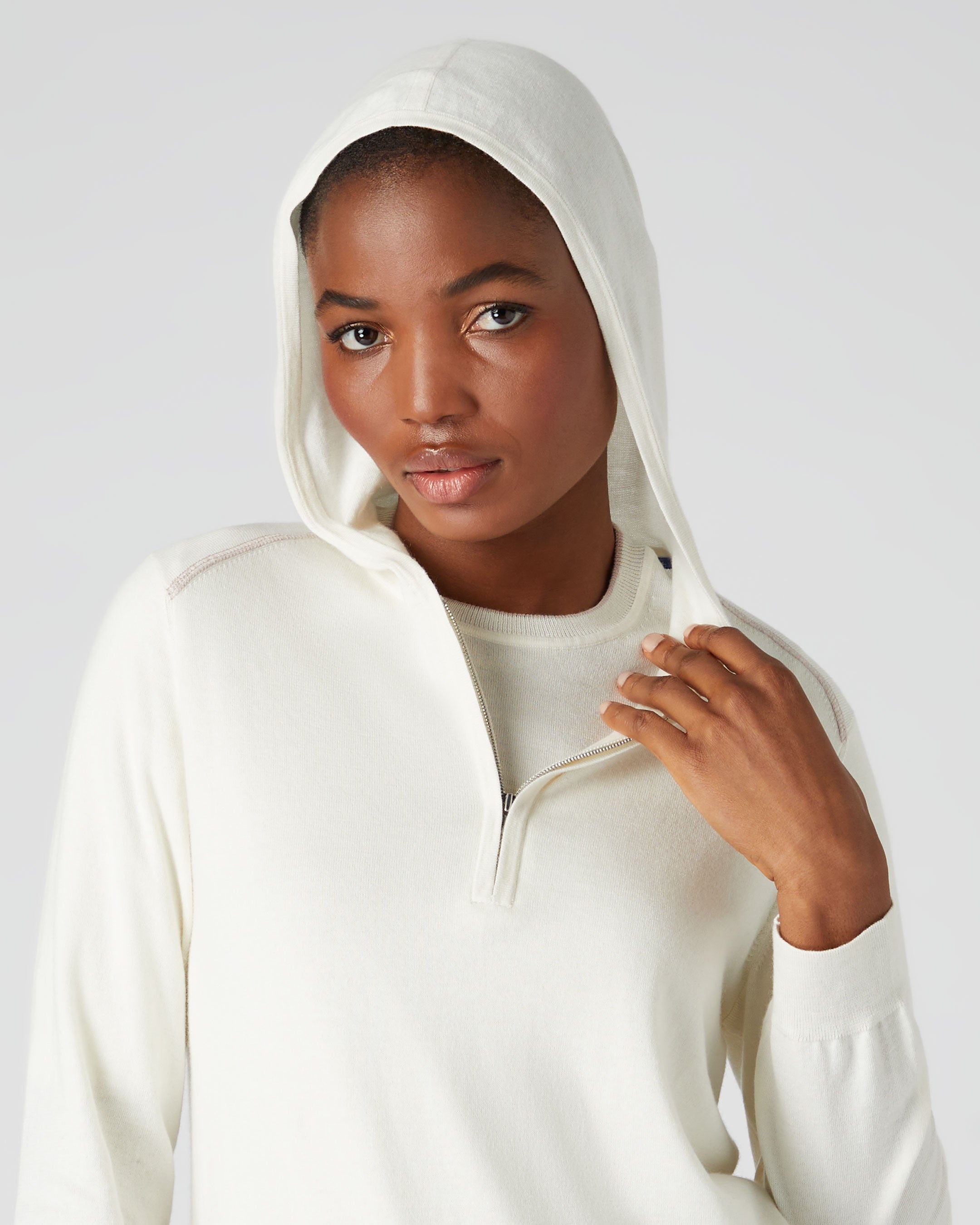 White store cashmere hoodie