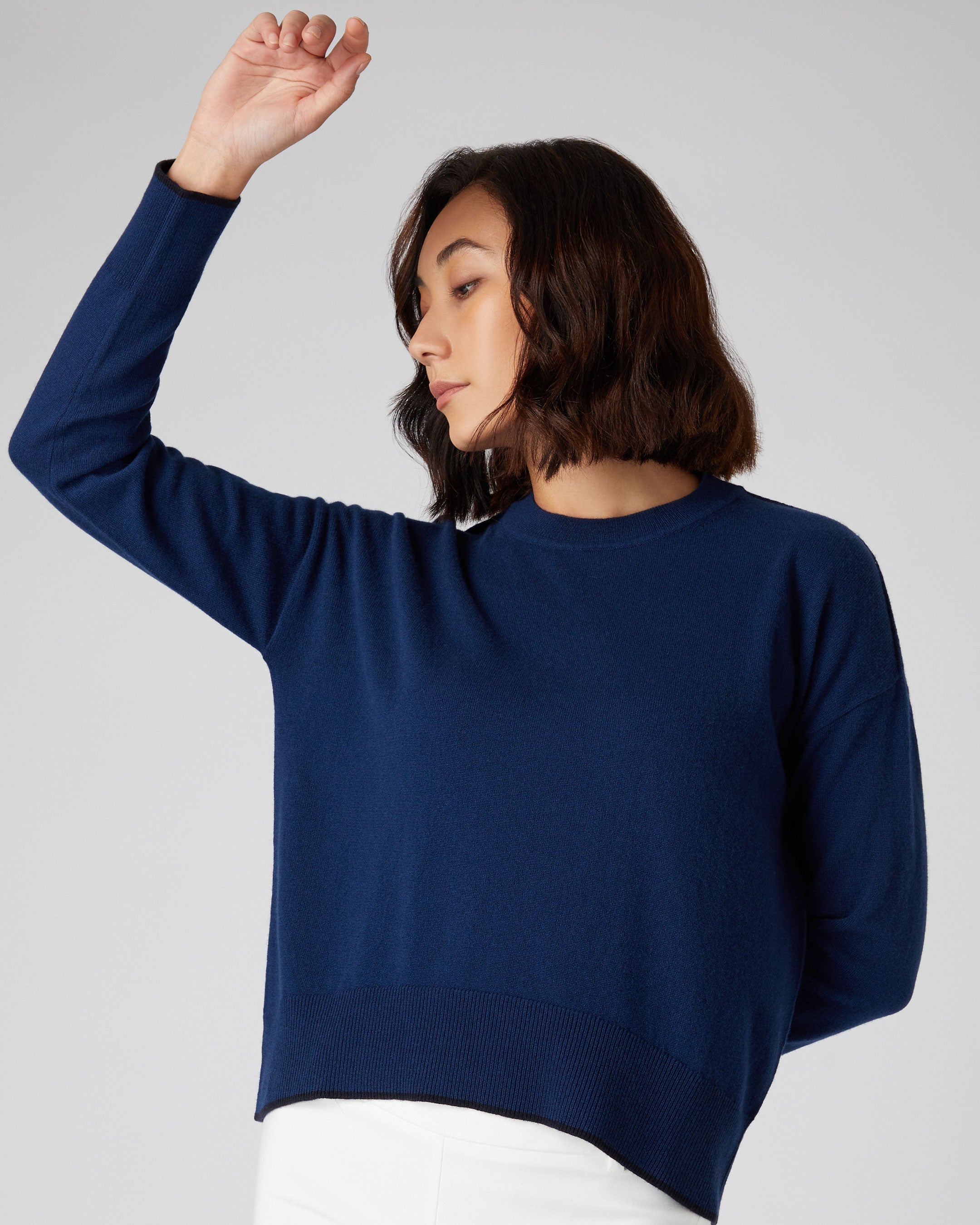 Ladies navy blue crew neck clearance jumper