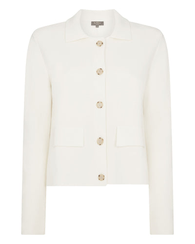 N.Peal Women's Collared Milano Cashere Jacket New Ivory White
