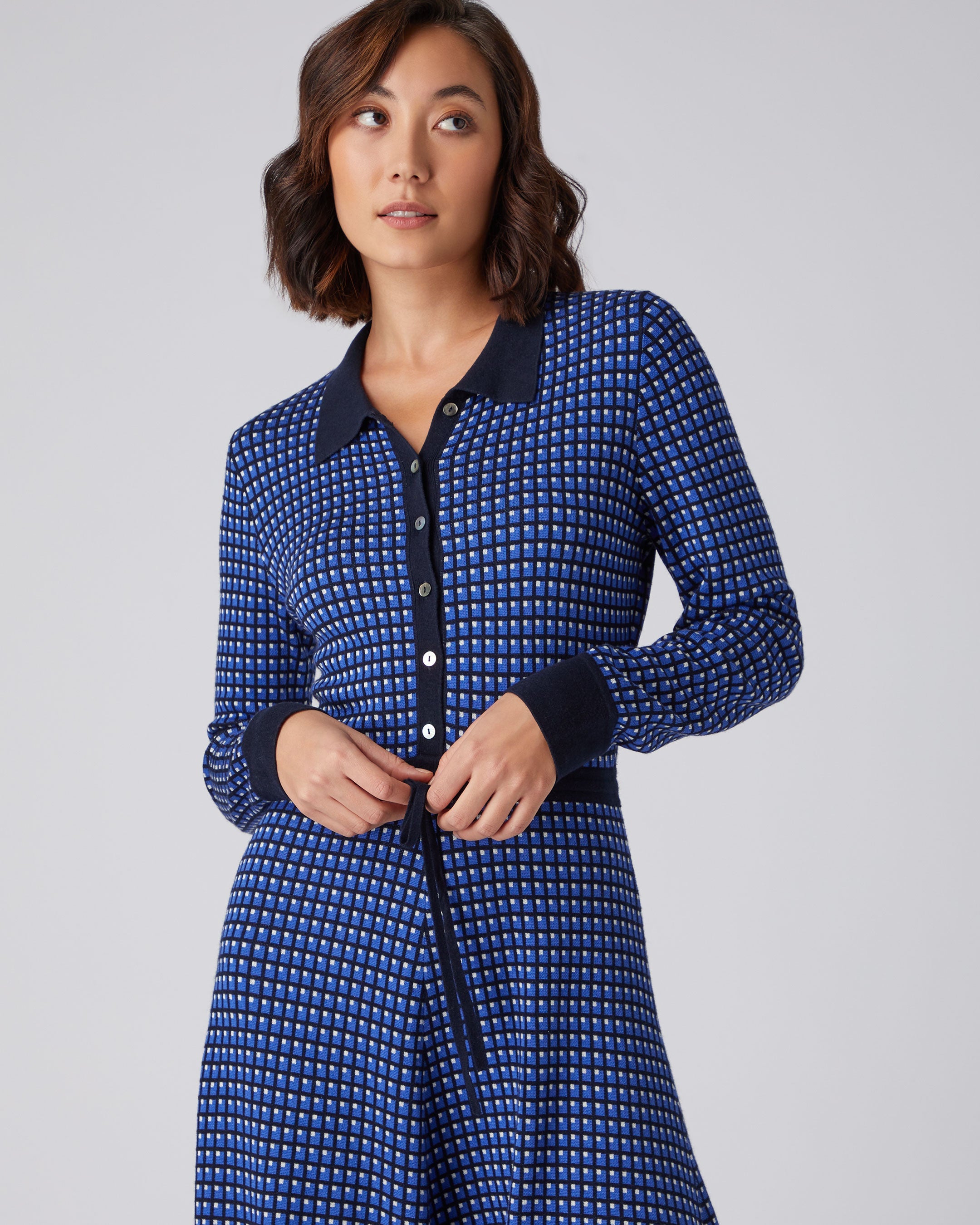 Women's Geometric Knit Dress Blue | N.Peal