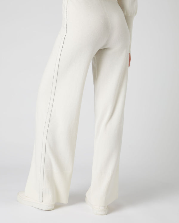 N.Peal Women's Metal Trim Cashmere Pants New Ivory White