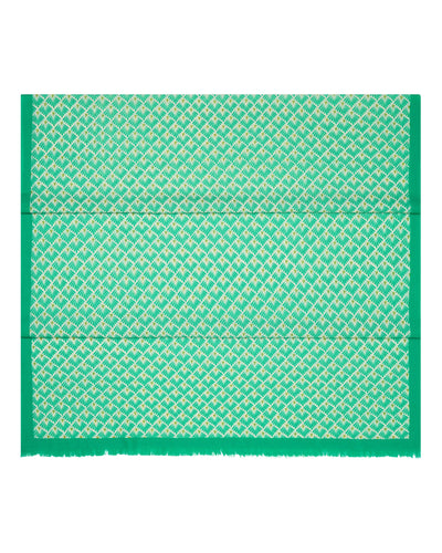 N.Peal Women's Tile Print Cashmere Pashmina Green