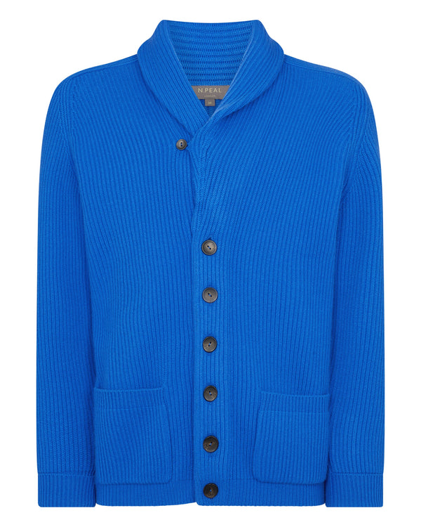 N.Peal Men's Kensington Cashmere Cardigan Sonic Blue