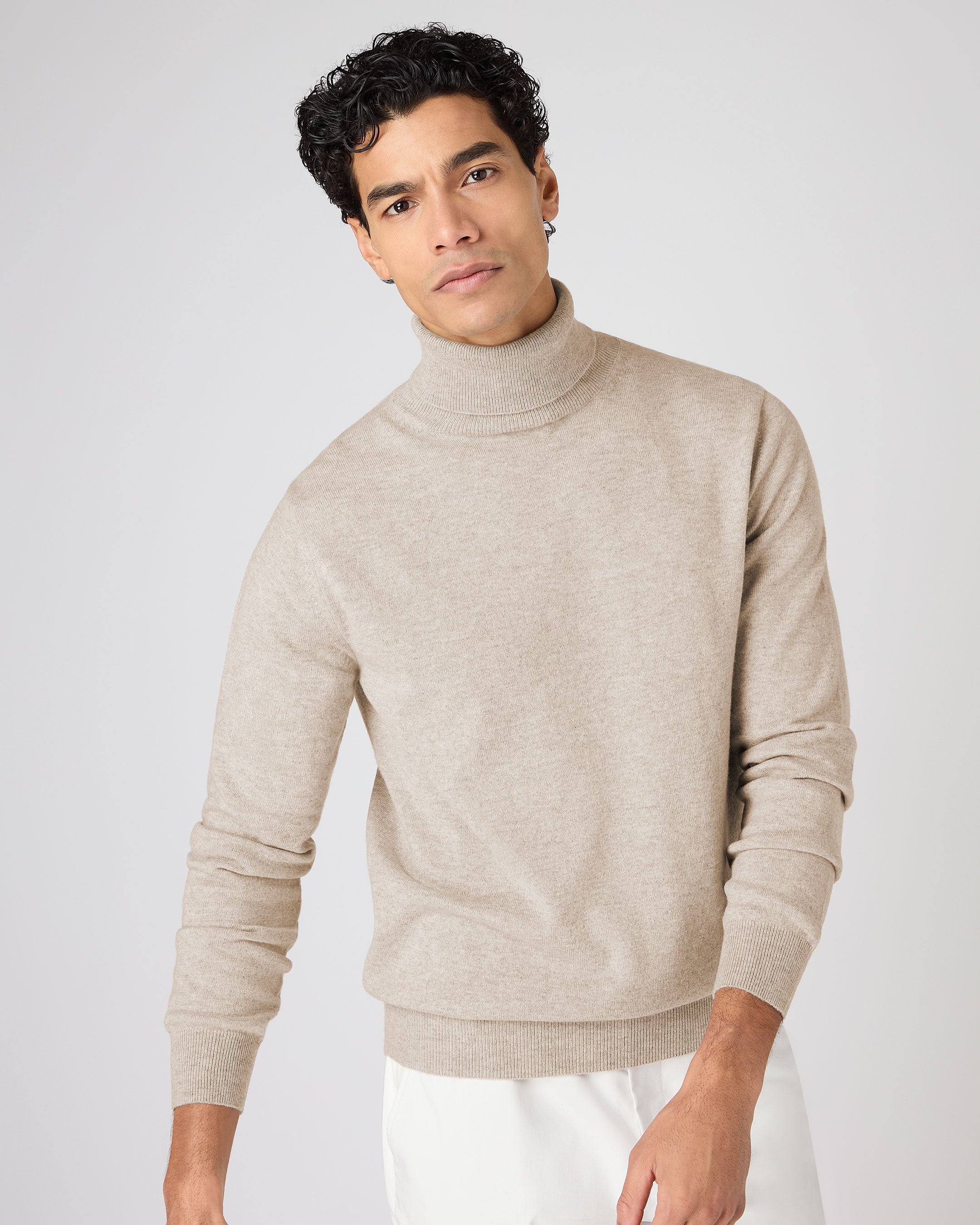 Buttoned sold Down Men’s Cashmere Turtleneck Sweater