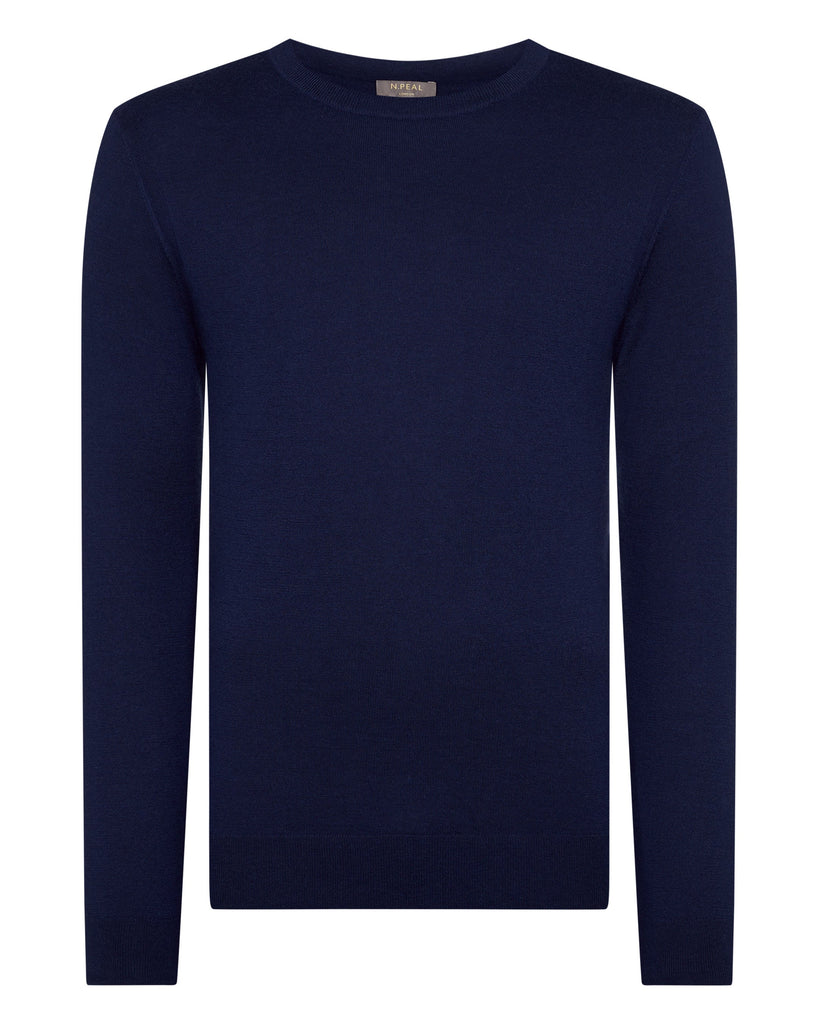 Men's Fine Gauge Cashmere Round Neck Sweater Prussian Blue | N.Peal