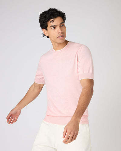N.Peal Men's Newquay Cotton Cashmere T-Shirt Spring Pink