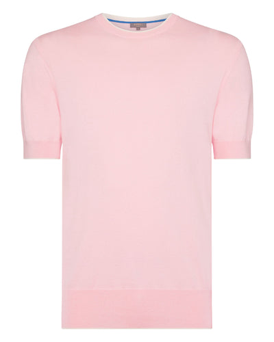 N.Peal Men's Newquay Cotton Cashmere T-Shirt Spring Pink