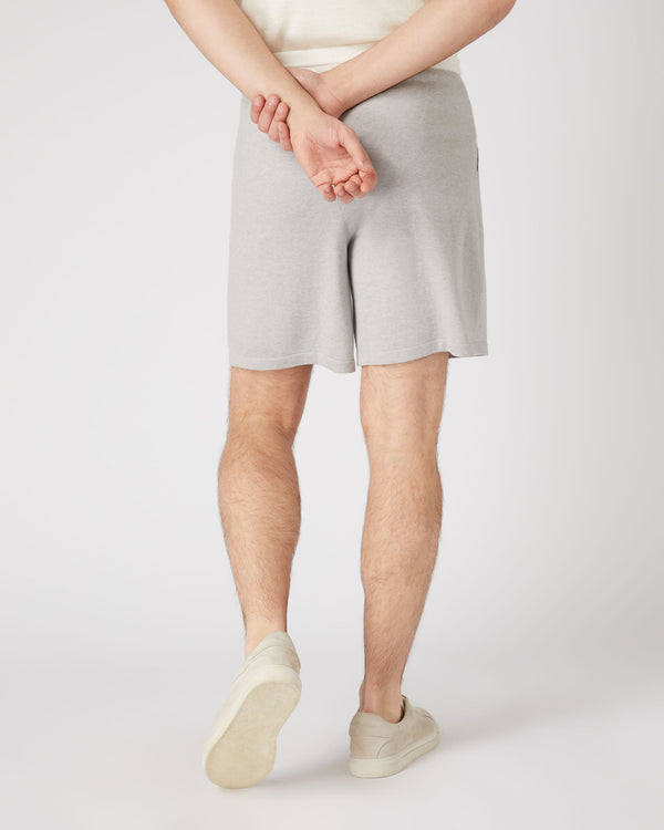 N.Peal Men's Cotton Cashmere Silk Short Fumo Grey