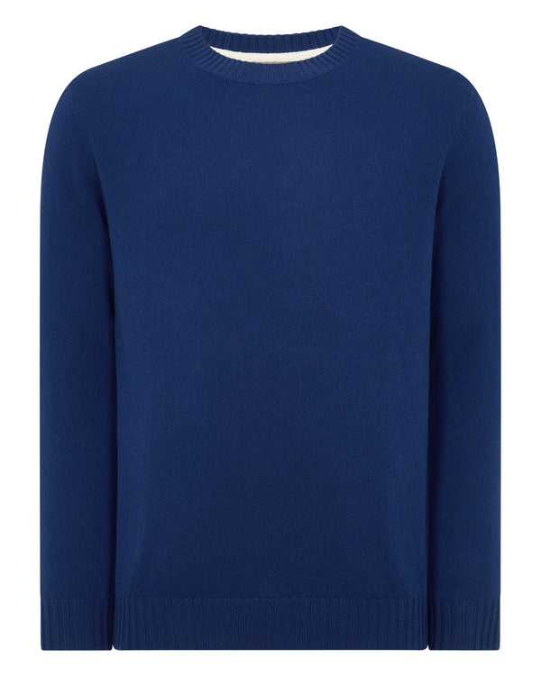 N.Peal Men's Shoreditch Round Neck Cashmere Jumper French Blue