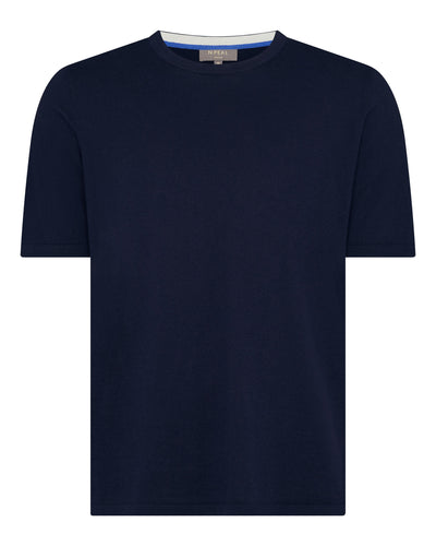N.Peal Men's Loose Fit Cotton Cashmere T-Shirt Navy Blue